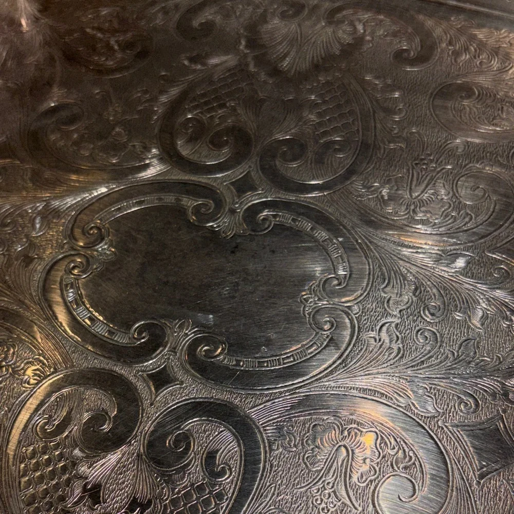 Sale-Elegant Silver Plated over Copper Decorative Tray